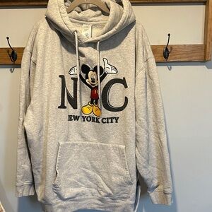 Disney Gray Hoodie with Mickey Mouse NYC Design